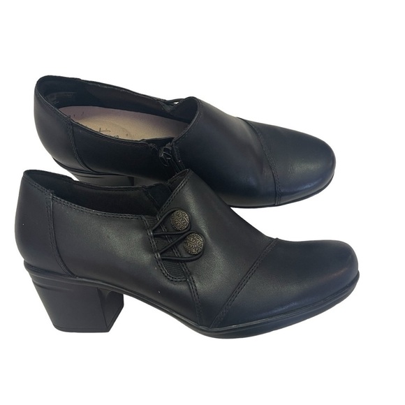 Clarks Womens Emslie Warren Side Button Shooties Black Leather Size 7M - Picture 3 of 7